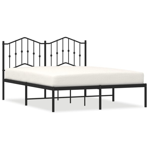 vidaXL Cadre de lit métal sans matelas avec tête de lit noir 140x200cm