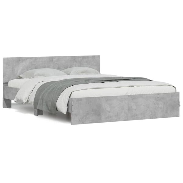 vidaXL Cadre de lit avec tête de lit gris béton 140x200 cm