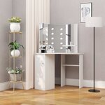 vidaXL Coiffeuse d'angle table de maquillage lumière LED Blanc clair