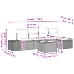 vidaXL Canapé de jardin 6 pièces avec coussins noir en rotin synthétique