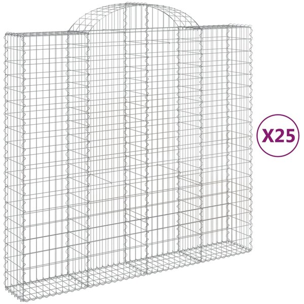 vidaXL Paniers à gabions arqués 25 Pièces 200x50x180/200 cm Fer galvanisé