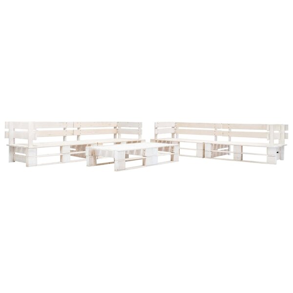 Salon de jardin meuble d'extérieur ensemble de mobilier palette 6 pièces bois blanc 02_0018452