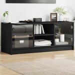 vidaXL Meuble TV avec portes en verre noir 102x37x42 cm