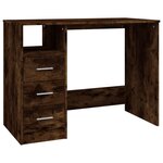 Bureau table poste de travail meuble d'ordinateur informatique étude avec tiroirs chêne fumé 102 x 50 x 76 cm bois d'ingénierie brun 02_0023466