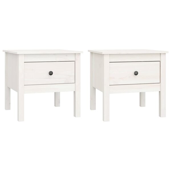 vidaXL Tables d'appoint 2 Pièces Blanc 50x50x49 cm Bois massif de pin