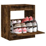 vidaXL Armoire à chaussures chêne fumé 60x42x69 cm bois d'ingénierie