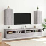 vidaXL Meuble TV mural avec lumières LED sonoma gris 30 5x35x70 cm