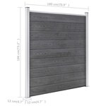 vidaXL Clôture de jardin WPC 1218x186 cm Gris