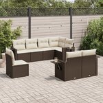 vidaXL Salon de jardin 8 Pièces avec coussins marron résine tressée