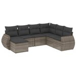vidaXL Salon de jardin avec coussins 7 Pièces gris résine tressée