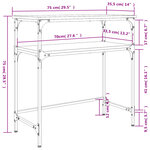 vidaXL Table console noir 75x35 5x75 cm bois d'ingénierie
