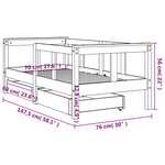 vidaXL Cadre de lit enfant tiroirs blanc 70x140 cm bois de pin massif