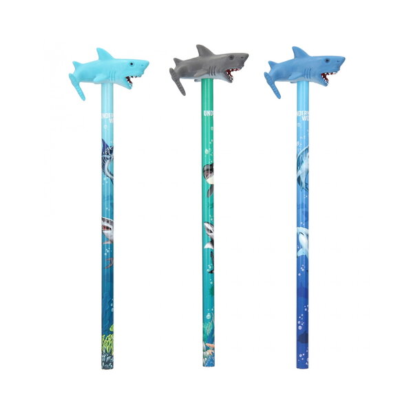 1 crayon à papier avec une figurine requin - modèle aléatoire*
