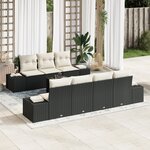 vidaXL Ensemble de 8 Pièces de Canapé de Jardin avec Coussins Noir en Poly Rattan