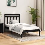 vidaXL Cadre de lit Noir Bois massif 100x200 cm