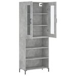vidaXL Buffet haut Gris béton 69 5x34x180 cm Bois d'ingénierie
