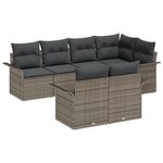 Ensemble de canapé de jardin de 7 pièces vidaXL avec coussins gris en poly rotin