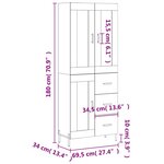 vidaXL Buffet haut Noir 69 5x34x180 cm Bois d'ingénierie