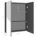 vidaXL Armoire à miroir de salle de bain 60x15x75 cm MDF Anthracite