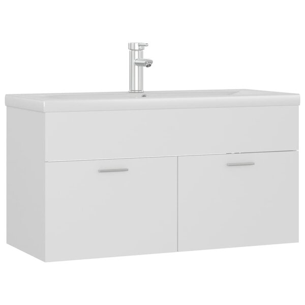 vidaXL Armoire d'évier avec lavabo intégré Blanc Aggloméré
