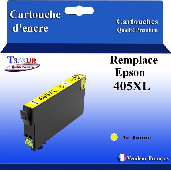 T3AZUR - Cartouche compatible avec Epson WorkForce Pro WF-3820DWF  WF-3825DWF  WF-4820DWF  WF-4825DWF  WF-4830DTWF  WF-7310DTW  WF-7830DTWF  WF-7835DTWF  WF-7840DTWF  405 XL (série Valise ) - Jaune