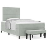 vidaXL Lit à ressort avec matelas et banc gris clair 120x190 cm en velours