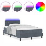 Lit Box Spring vidaXL avec matelas Gris foncé Petit double Velours