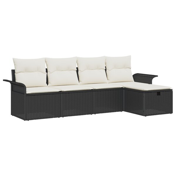 vidaXL Ensemble de canapés de jardin 5 pièces avec coussins Noir Rotin synthétique