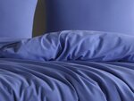 Parure de lit bleue unie 140 x 200 cm