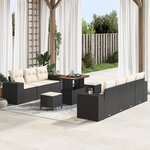 Ensemble de canapés de jardin 10 pièces avec coussins en rotin poly noir