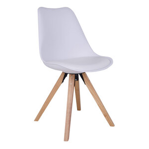 2 chaises de table à manger en cuir blanc à pieds en bois