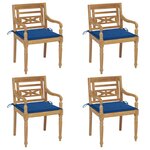 vidaXL Chaises Batavia avec coussins lot de 4 Bois de teck solide