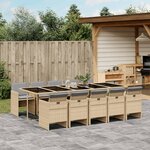 vidaXL Ensemble à manger de jardin et coussins 11 Pièces mélange beige