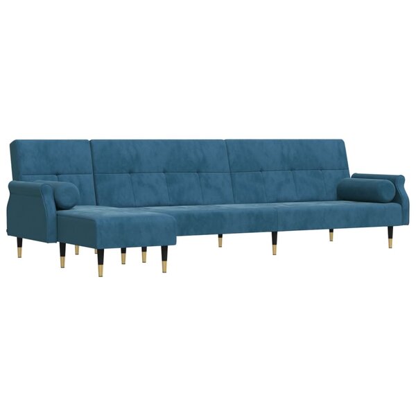 vidaXL Canapé-lit en forme de L bleu 271x140x70 cm velours