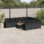 vidaXL Salon de jardin 11 Pièces avec coussins noir résine tressée