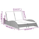 vidaXL Chaise longue avec coussins gris 114x205x73 cm résine tressée