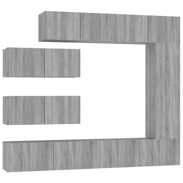 vidaXL Ensemble de meubles TV 7 Pièces Sonoma gris Bois d'ingénierie