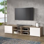 PILVI Meuble TV - Blanc et chene - L 180 x P 42 x H 37 cm