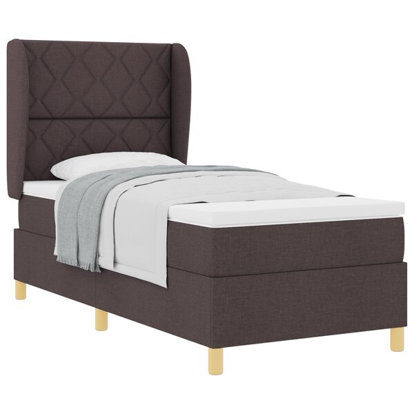 Lit à ressorts vidaXL avec matelas - Marron foncé  90x200 cm  Tissu
