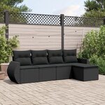 vidaXL Salon de jardin 5 Pièces avec coussins noir résine tressée