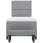 vidaXL Lit à ressort avec matelas et banc gris clair 90x190 cm en tissu