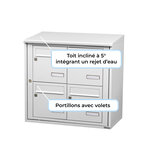 Bloc collectif Leabox  2x2  grade 3  simple face  extérieur  fixation murale  blanc neige  ral 9016 finition brillante