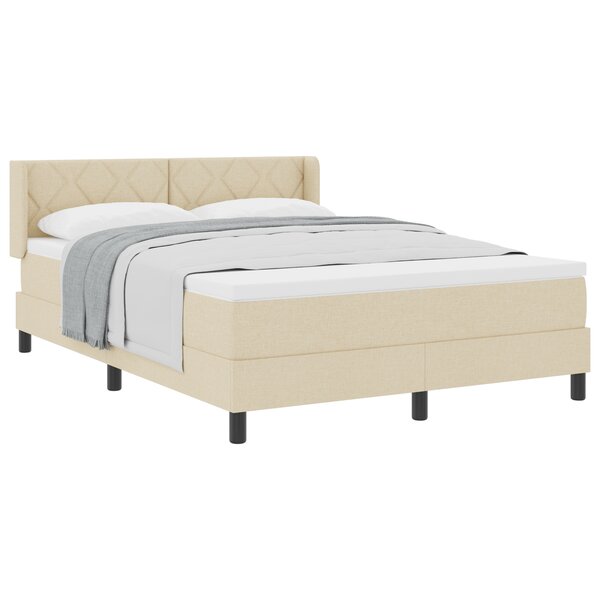 Lit à ressorts vidaXL avec matelas crème 140x200 cm en tissu