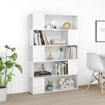 vidaXL Bibliothèque séparateur de pièce blanc brillant bois ingénierie