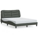 vidaXL Cadre de lit avec LED sans matelas gris foncé 140x190 cm tissu