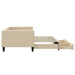vidaXL Lit de jour avec gigogne et tiroirs crème 90x200 cm tissu