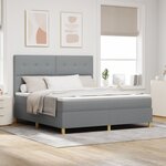 vidaXL Lit à ressort avec matelas gris clair super king en tissu