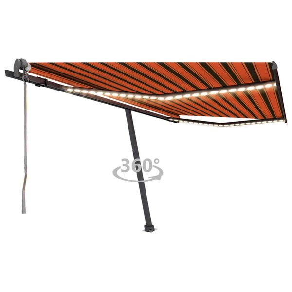 vidaXL Auvent automatique capteur de vent LED 400x350 cm Orange marron