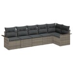 vidaXL Ensemble de canapé de jardin 6 pièces avec coussins gris en poly rotin