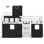 vidaXL Lit superposé avec rideaux blanc/noir 90x190 cm bois pin massif